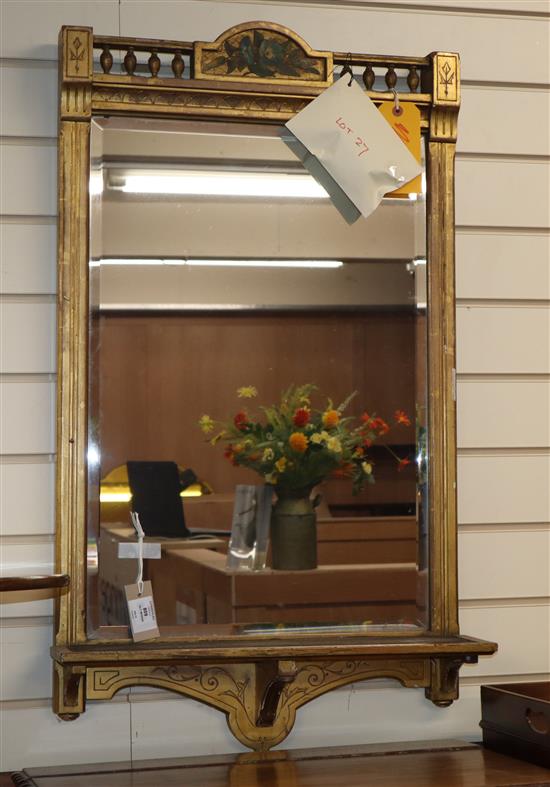 A Victorian Aesthetic period painted and gilt wall mirror W.54cm, H.90cm